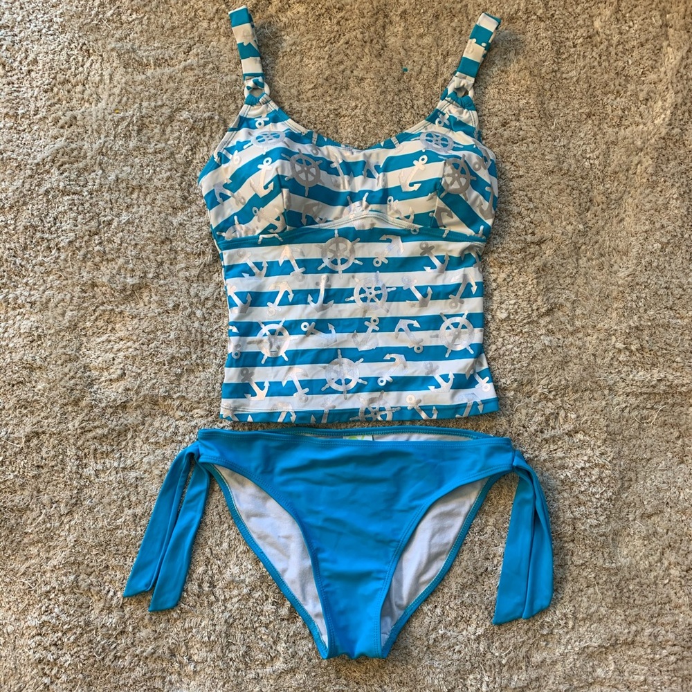 Castaways two piece swimsuit anchor & wheel stripe